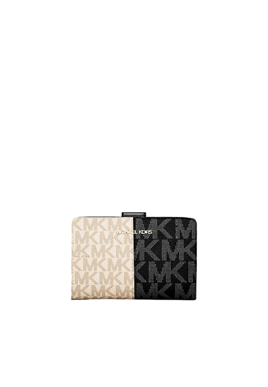 Michael Kors Jet Set Medium Two-Tone Logo Wallet In Black Multi 35F4STVF6B