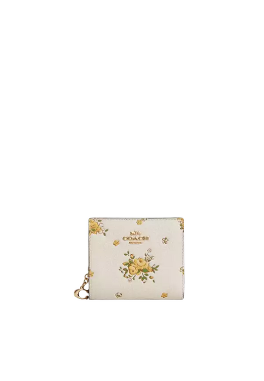 Coach Snap Wallet With Floral Print In Chalk Multi Cap15