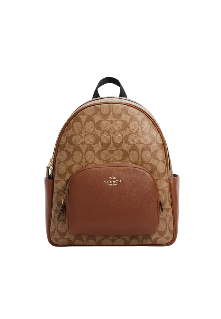 ( PREORDER ) Coach Court Backpack Signature Canvas In Khaki Saddle 5671