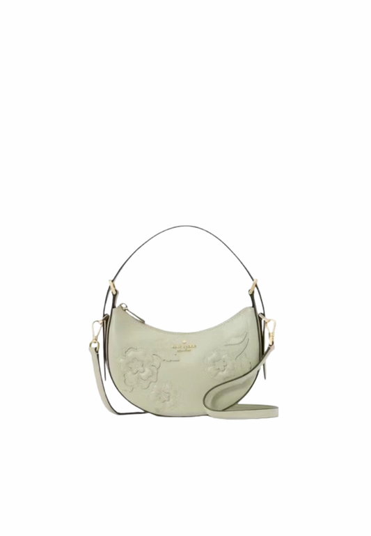 Kate Spade Madison Floral Applique Crescent Shoulder Bag In Sage Bundle KL938