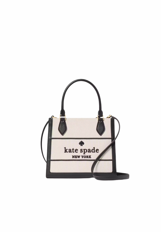 Kate Spade Ellie Canvas Small Tote Bag In Black Multi KK098