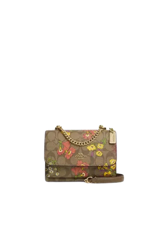 Coach Mini Klare Shoulder Bag In Signature Canvas With Floral Print In Khaki Multi CR170