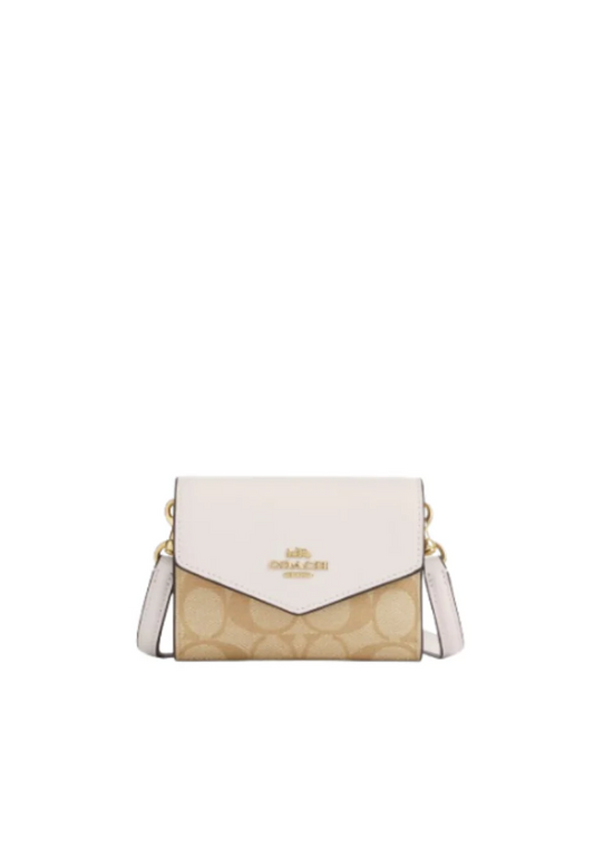 Coach Mini Envelope Wallet With Strap In Light Khaki Chalk CU172