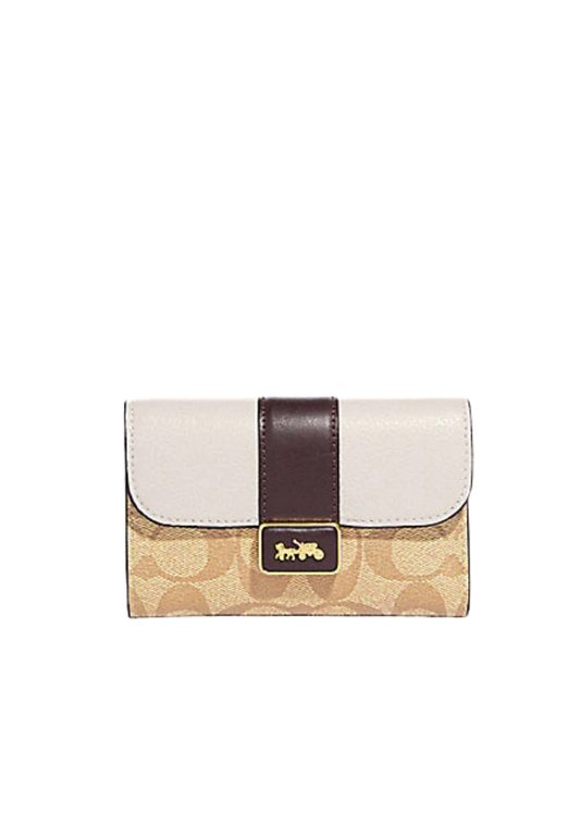 Coach Medium Grace CC060 Wallet With Signature Canvas In Light Khaki Chalk Multi