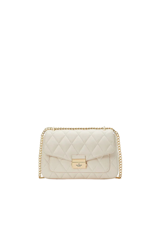 ( AS IS ) Kate Spade Carey Quilted Leather Medium Shoulder Bag In Parchment KA766