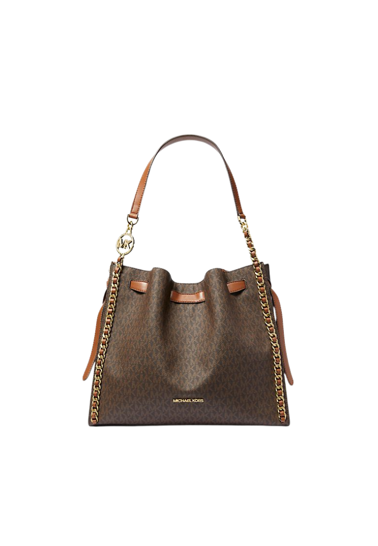 Michael Kors Mina Large Chain Tote Bag Signature In Brown 35H3G4ML3B