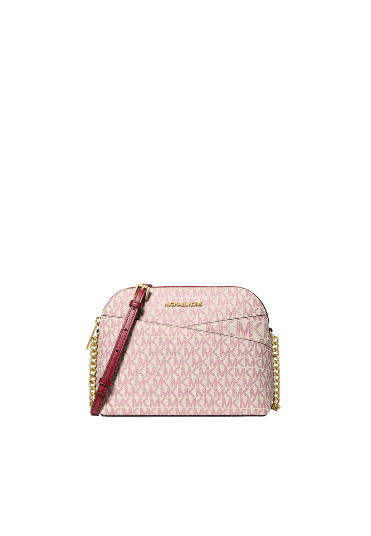 Michael Kors Jet Set Travel Medium Signature Logo Dome Crossbody Bag In Cherry Multi 35F5GTVC8I