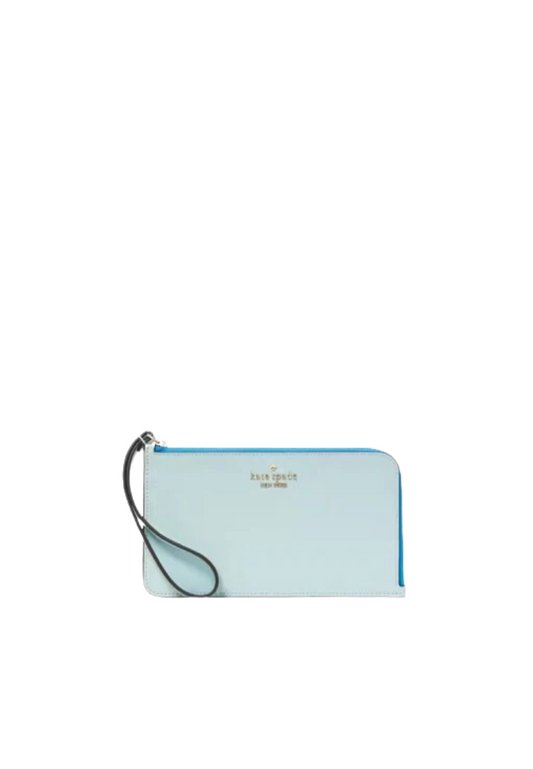 Kate Spade Lucy Bicolor Small L Zip Wristlet In Blue Glow KH769