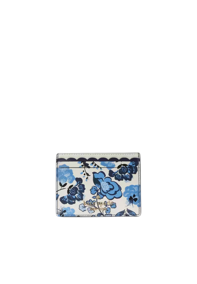 Kate Spade Madison Vase Floral Small Card Holder In Blue Multi KH773