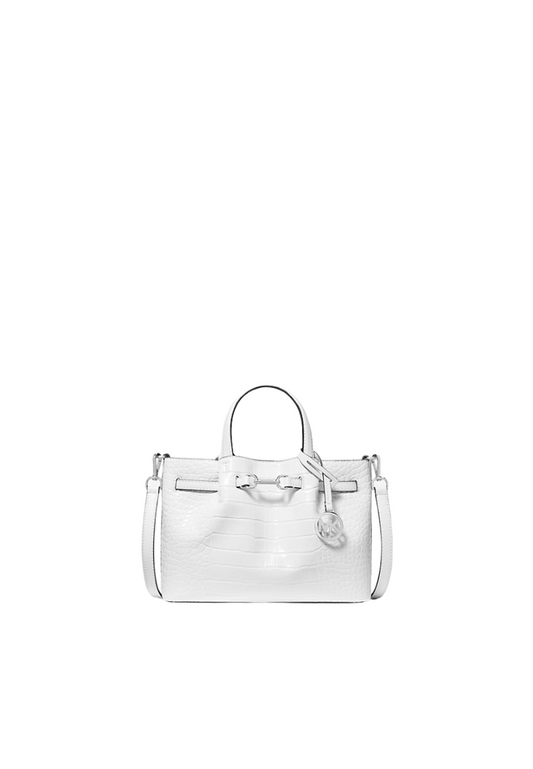 Michael Kors Carson Small Satchel Bag Crocodile Embossed In Optic White 35S5S2Zs51