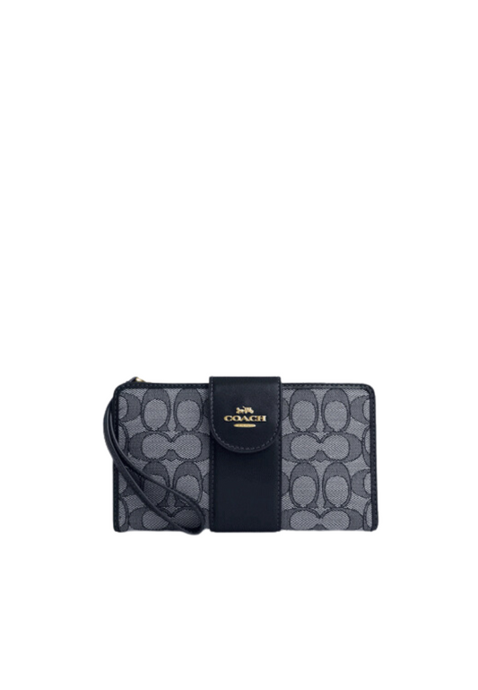 Coach Phone Wallet Signature Jacquard In Midnight Navy CU990