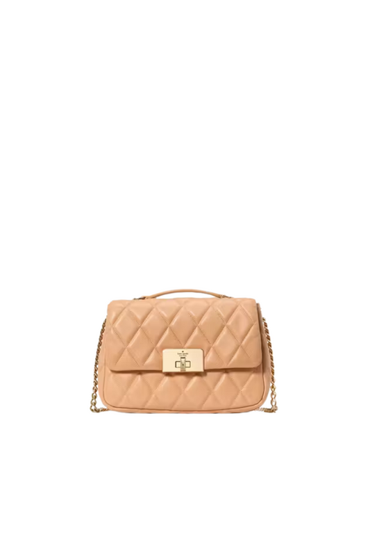 Kate Spade Carey Quilted Small Flap Crossbody Bag In Tiramisu KJ949