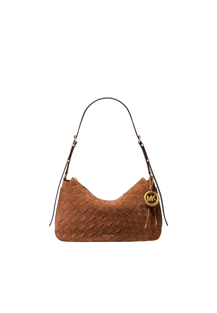 ( PREORDER ) Michael Kors Nolita Medium Hand-Woven Suede Shoulder Bag In Luggage 30F6AY5L2L
