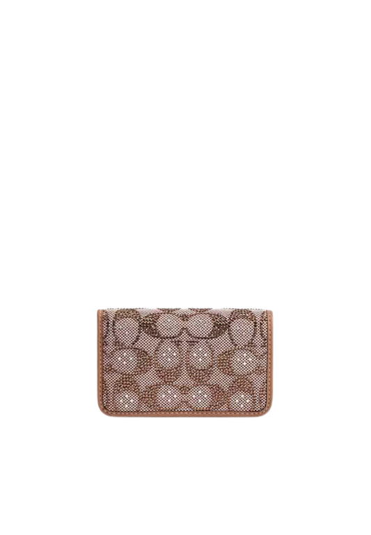 ( PREORDER ) Coach Essential Slim Crystal Signature Jacquard Card Case In Mushroom CCD16