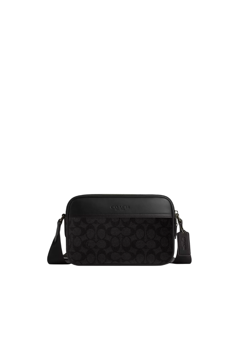 Coach Graham Crossbody Bag Signature Canvas In Charcoal Black CV921