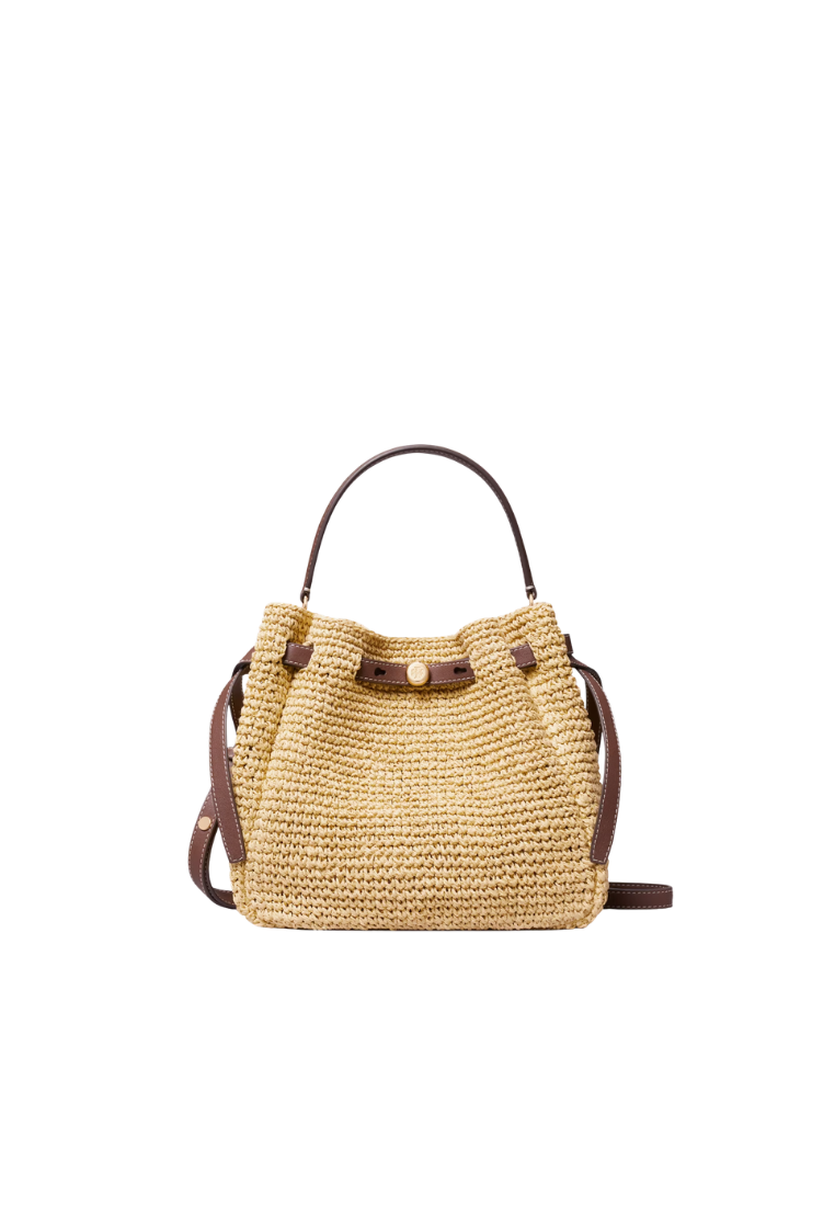 ( PREORDER ) Tory Burch Romy Woven Bucket Bag In Natural 178665