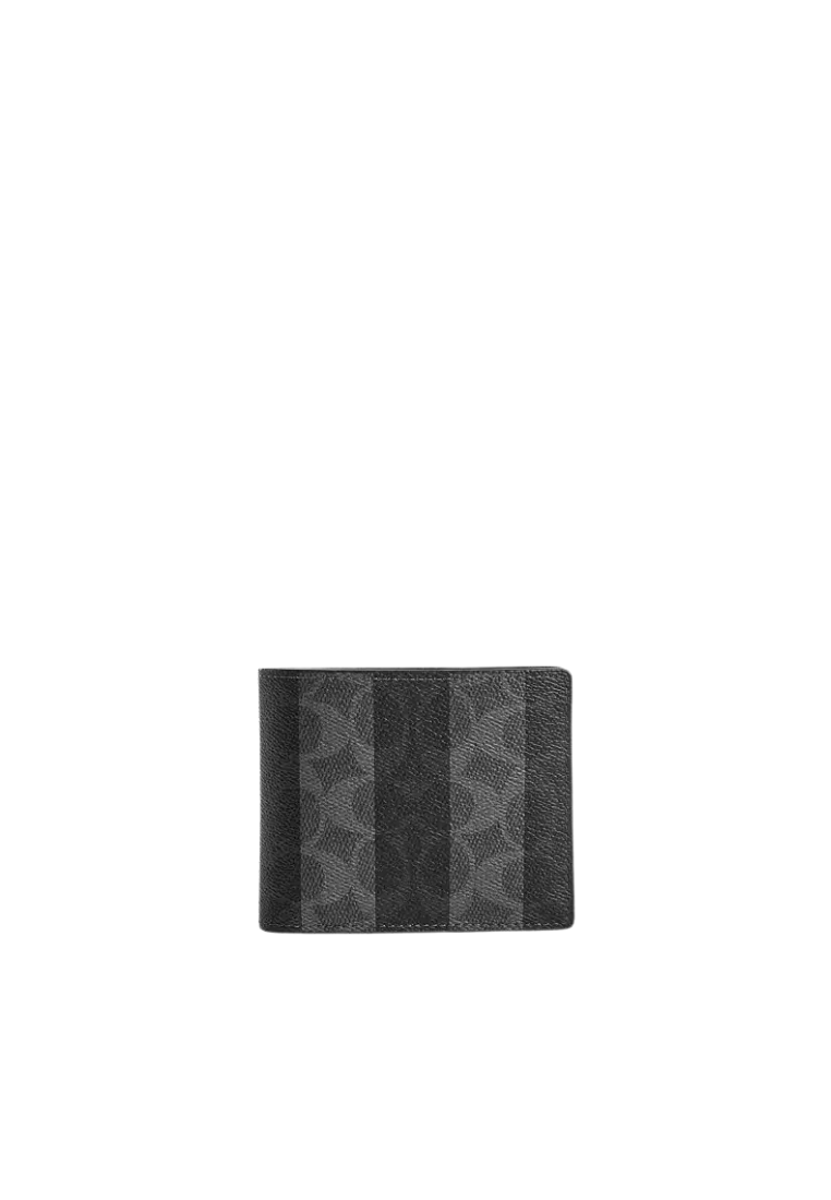 Coach 3-In-1 Wallet In Signature Canvas With Stripes In Black Grey CEB95