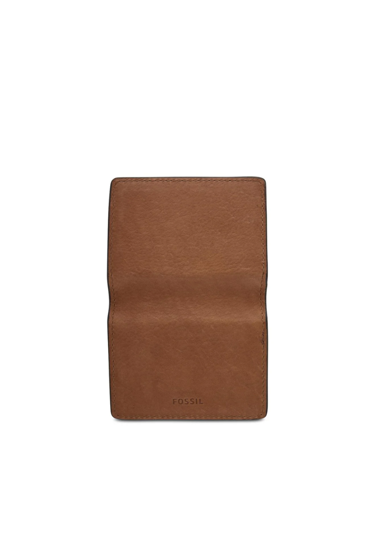 ( AS IS ) Fossil Gregg SML1756210 Magnetic Leather Card Case In Medium Brown