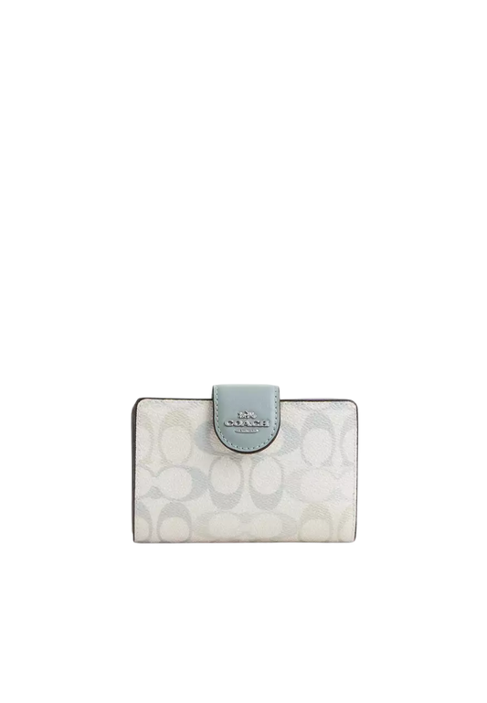 Coach Medium Corner Zip Wallet In Signature Canvas In Chalk Blue CEC31