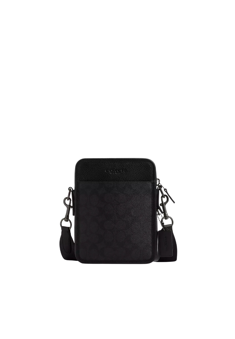 Coach Sullivan Crossbody Bag Signature Canvas In Charcoal Black CAT78