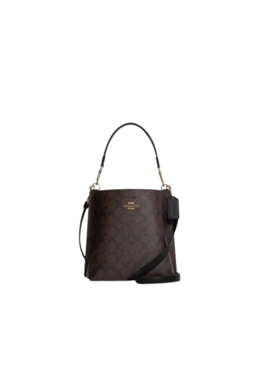Coach Mollie CA582 Bucket Bag With Signature Canvas In Brown Black