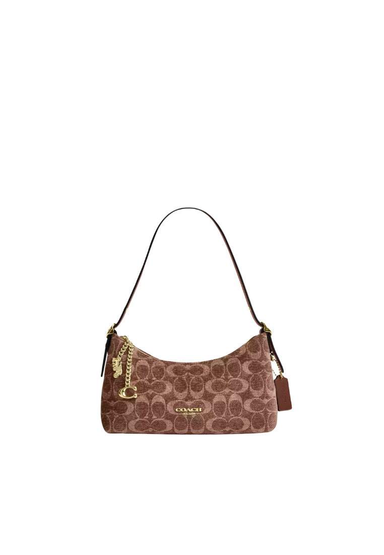 ( PREORDER ) Coach Emeilia Signature Chenille Shoulder Bag In Vintage Brown CFN74