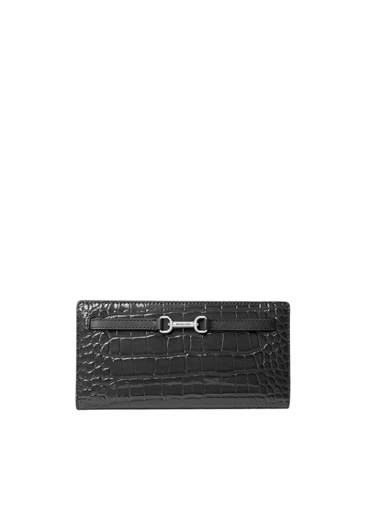 Michael Kors Carson Large Crocodile Embossed Wallet In Black 35F5S2ZE3A