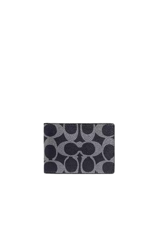 Coach Compact Billfold Wallet In Signature Canvas In Denim Chalk CW368