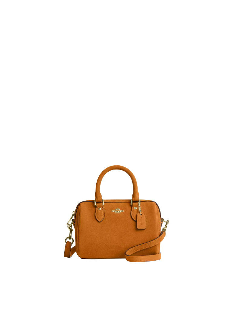 ( PREORDER ) Coach Mini Rowan Suede Crossbody Bag In Marigold CGE84
