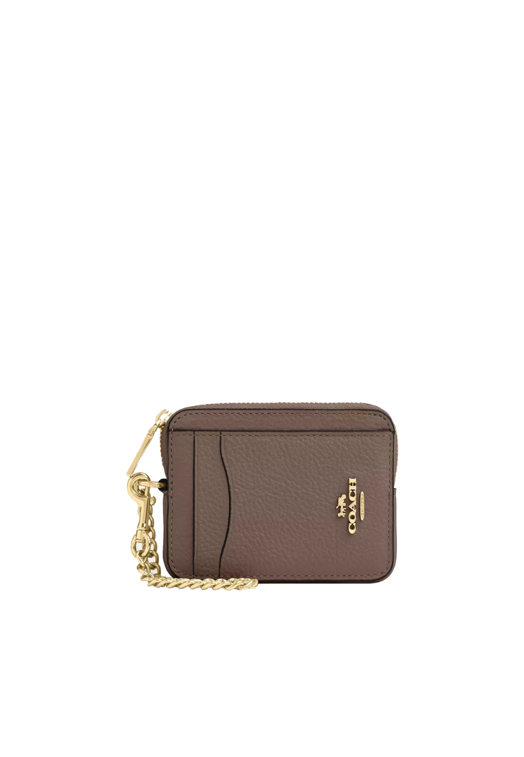 Coach Zip Card Case Card Case In Dark Stone 6303