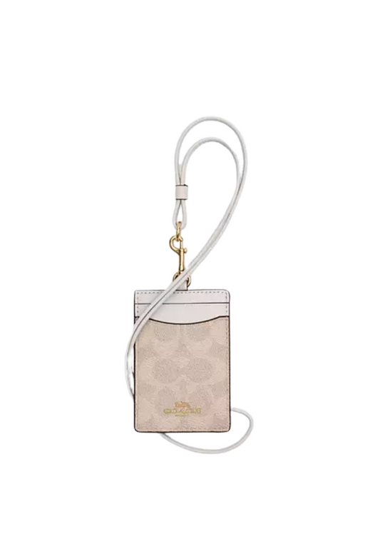 Coach ID Signature Canvas Lanyard In Sand Chalk CZ285