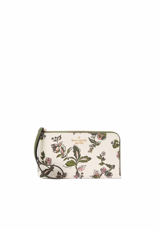 Kate Spade Lucy Floral Medium L-zip Wristlet In Meringue KL855