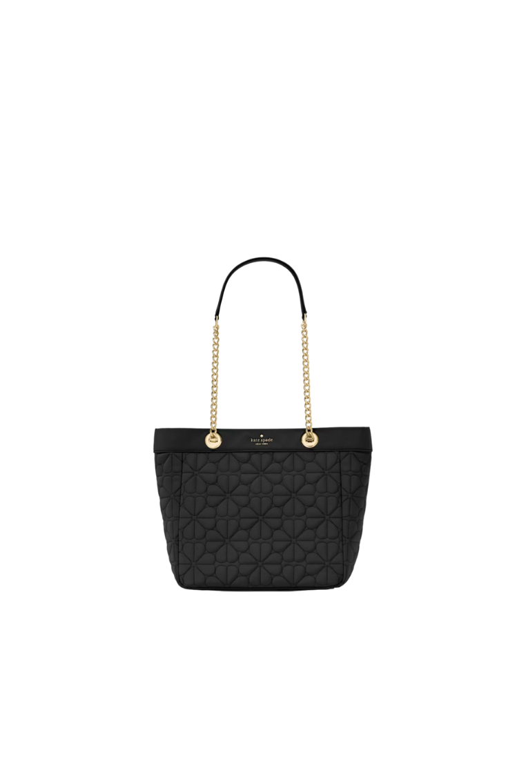 Kate Spade Flower Quilted Fabric Medium Tote Bag In Black KK156