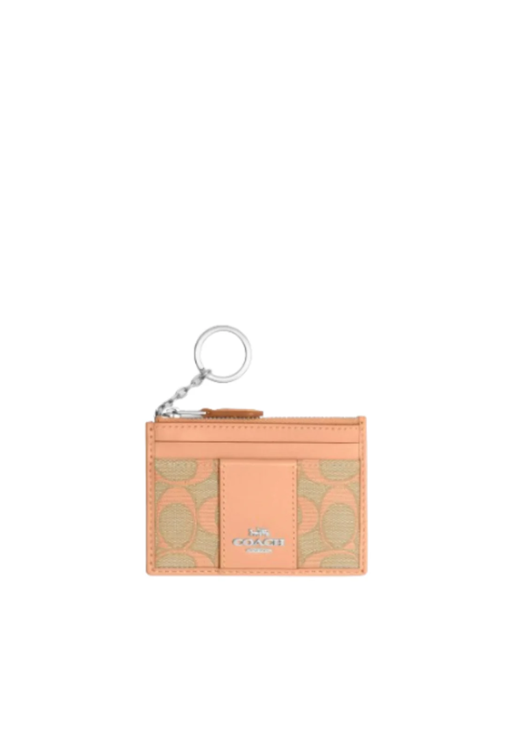 Coach Skinny Id Card Case In Signature Jacquard In Faded Blush CT994