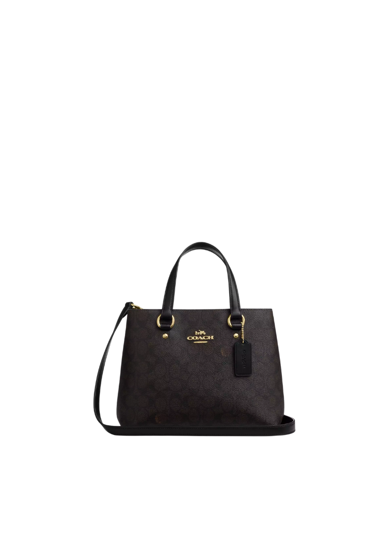 Coach Station Carryall Handbag In Walnut Black CET31