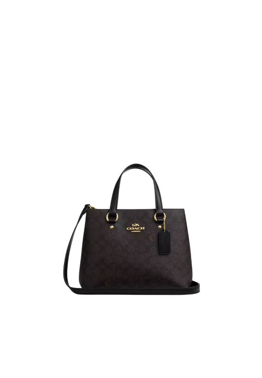 Coach Station Carryall Handbag In Walnut Black CET31