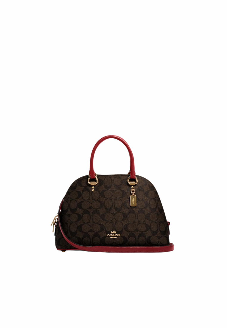 Coach Signature Katy 2558 Satchel Bag In Brown Red