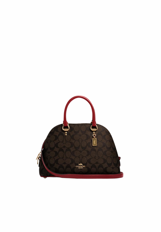 Coach Signature Katy 2558 Satchel Bag In Brown Red