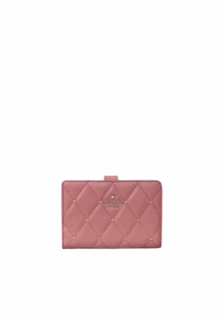 Kate Spade Carey Quilted Studded Medium Bifold Wallet In Pomegranate KL821