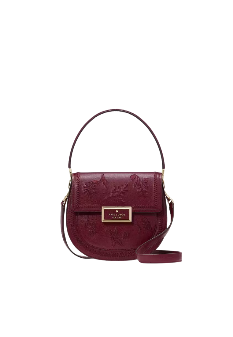 Kate Spade Reegan Botanical Embroidered Saddle Bag In Blackberry KH479