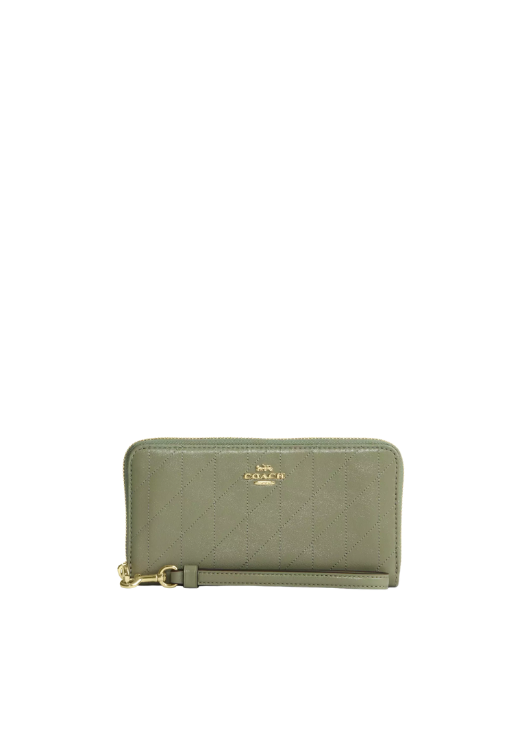 Coach Long Zip Around Wallet With Quilting In Pistachio CEL63