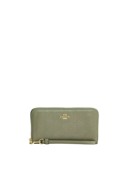 Coach Long Zip Around Wallet With Quilting In Pistachio CEL63