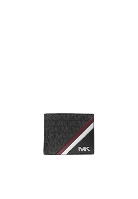Michael Kors Rivington Striped Logo Billfold Wallet With Coin Pouch In Oxblood 36F4LRVF3L
