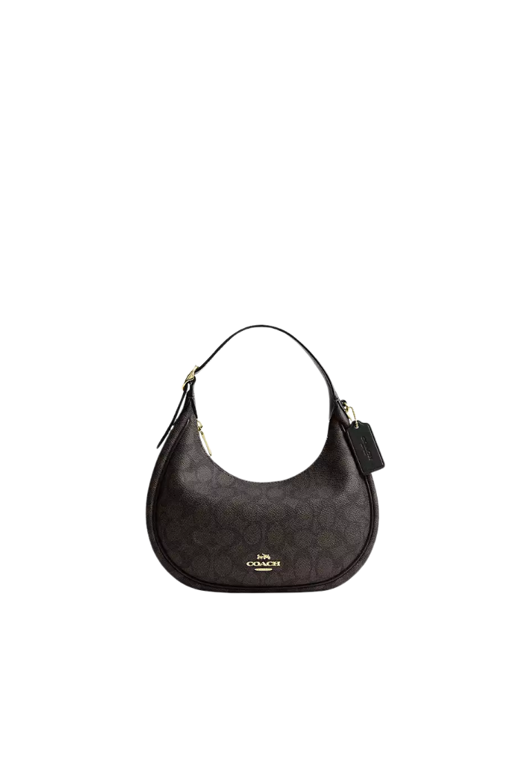 Coach Emily Shoulder Bag In Signature Canvas In Walnut Black CDX17