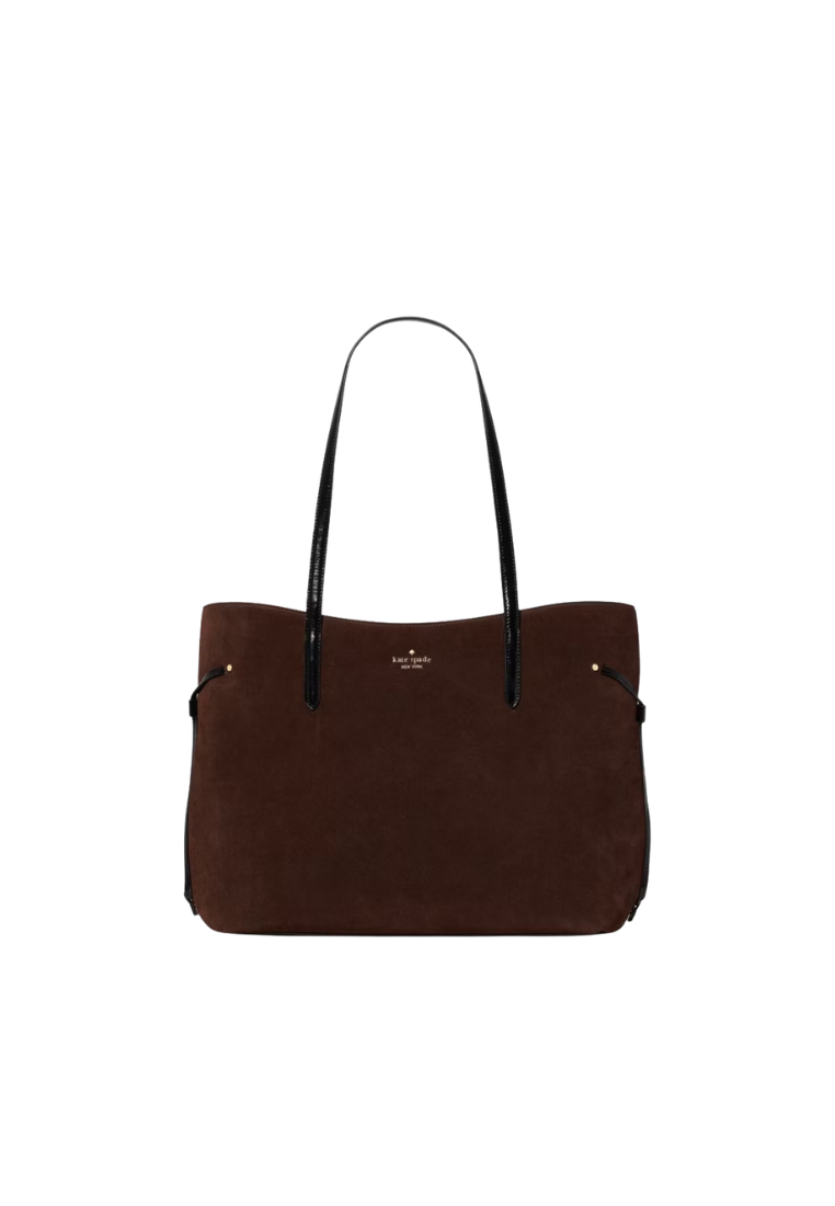 ( PREORDER ) Kate Spade Cleo Suede Tote Bag In Hot Fudge KP278