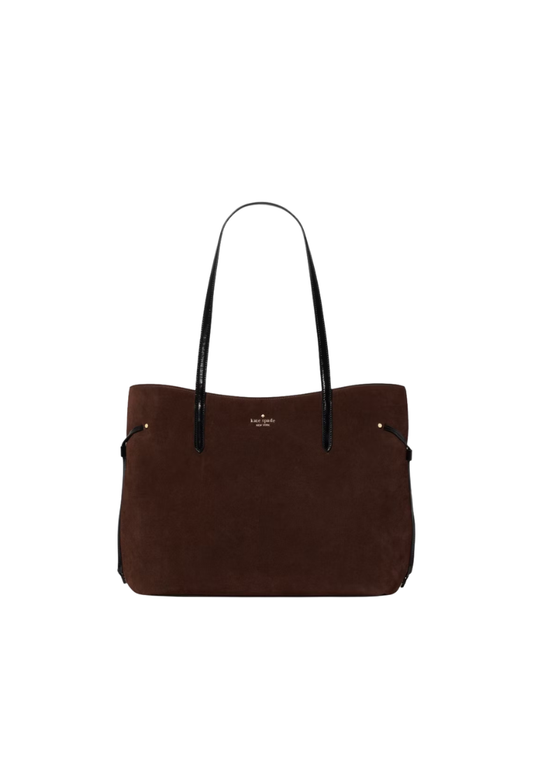 ( PREORDER ) Kate Spade Cleo Suede Tote Bag In Hot Fudge KP278