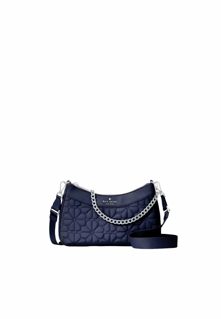 Kate Spade Flower Quilted Convertible Shoulder Bag In Parisian Navy KK077
