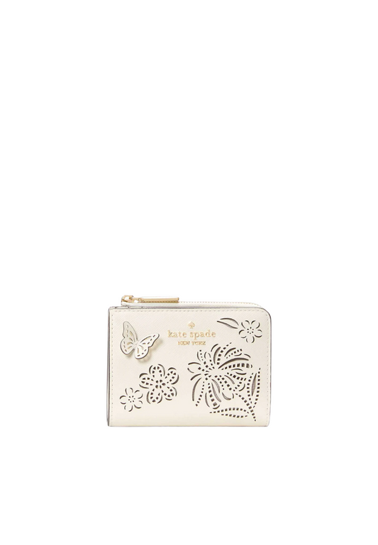 Kate Spade Madison Perforated Small L-zip Wallet In Meringue KK956