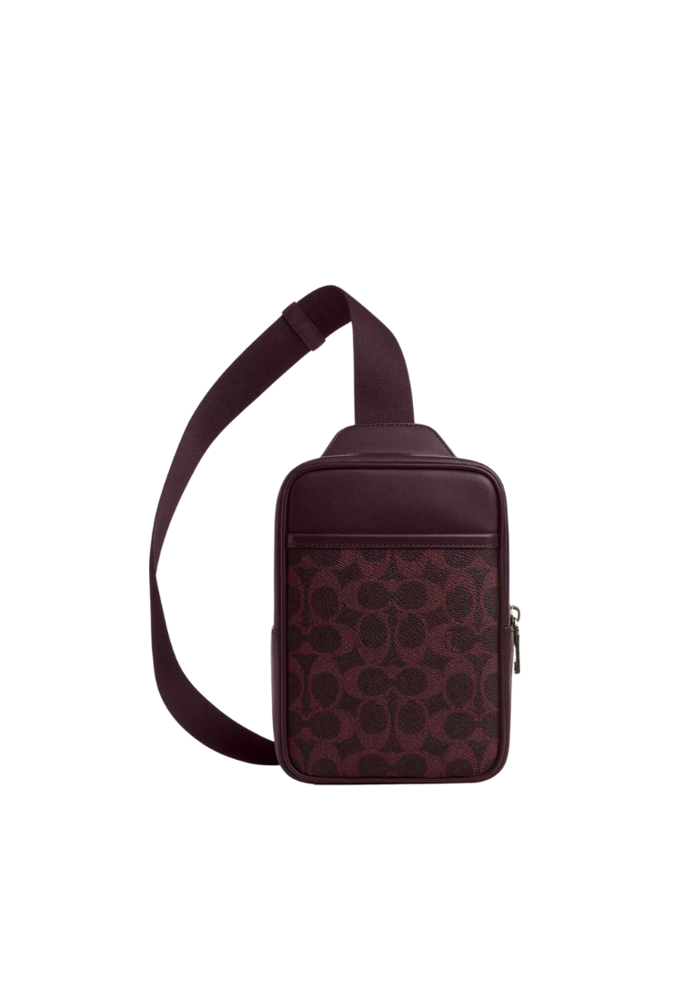 Coach Small Turner Sling Bag In Signature Canvas In Black Currant CCO68