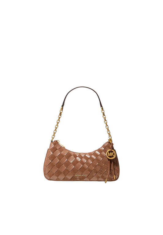( PREORDER ) Michael Kors Nolita Medium Hand-Woven Leather Chain Shoulder Bag In Luggage 32F6AY5W6S